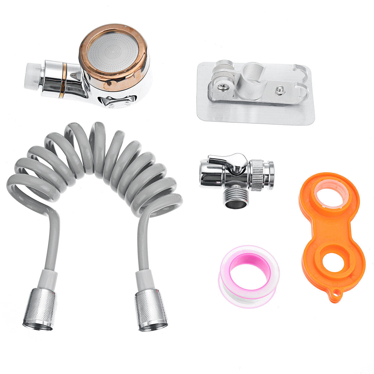 Bathroom Wash Face Basin Water Tap External Shower Head HandHeld Bidet Sprayer Jet Diverter Kit Set