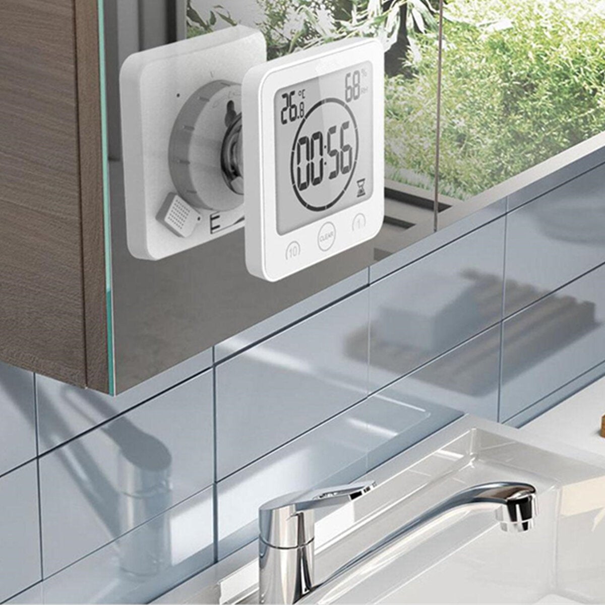 Digital Waterproof Shower Clock Temperature Sensor Wall Countdown Bathroom Timer