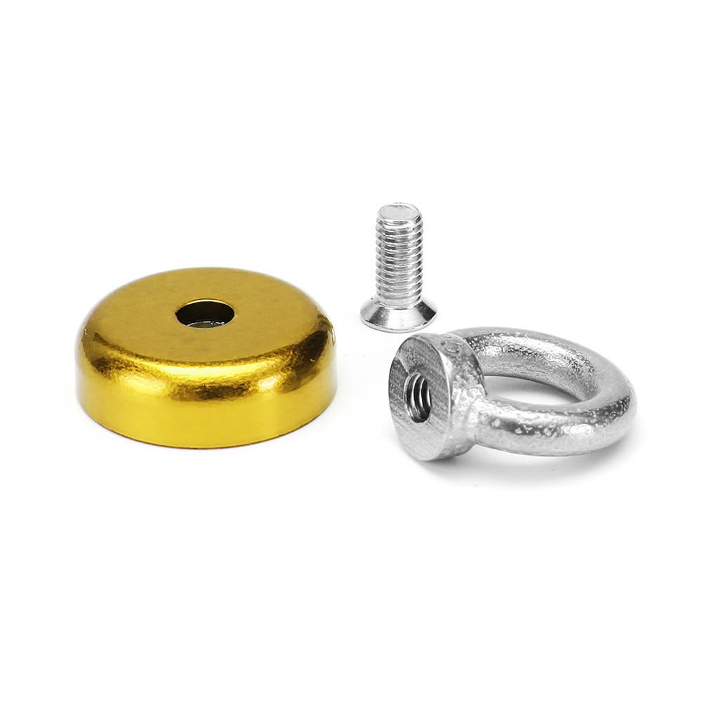 25x30mm 22KG Neodymium Recovery Magnet Red/Yellow/Blue Eyebolt Hook Metal Detector
