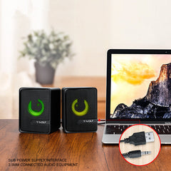 Gaming Speakers Wired Dual Computer Colorful LED Lights Loudspeaker Stereo Bass Satellite Speakers