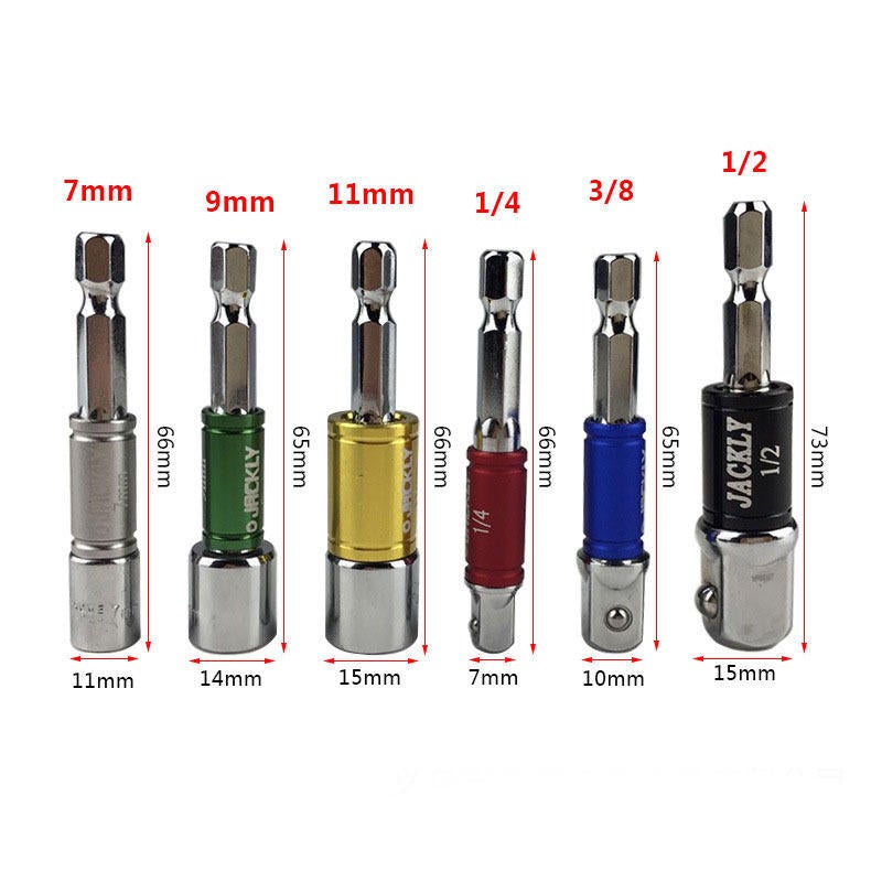 6pcs Hex Shank Screwdriver Bit Adapter and Sleeve Screwdriver Driver Socket Set