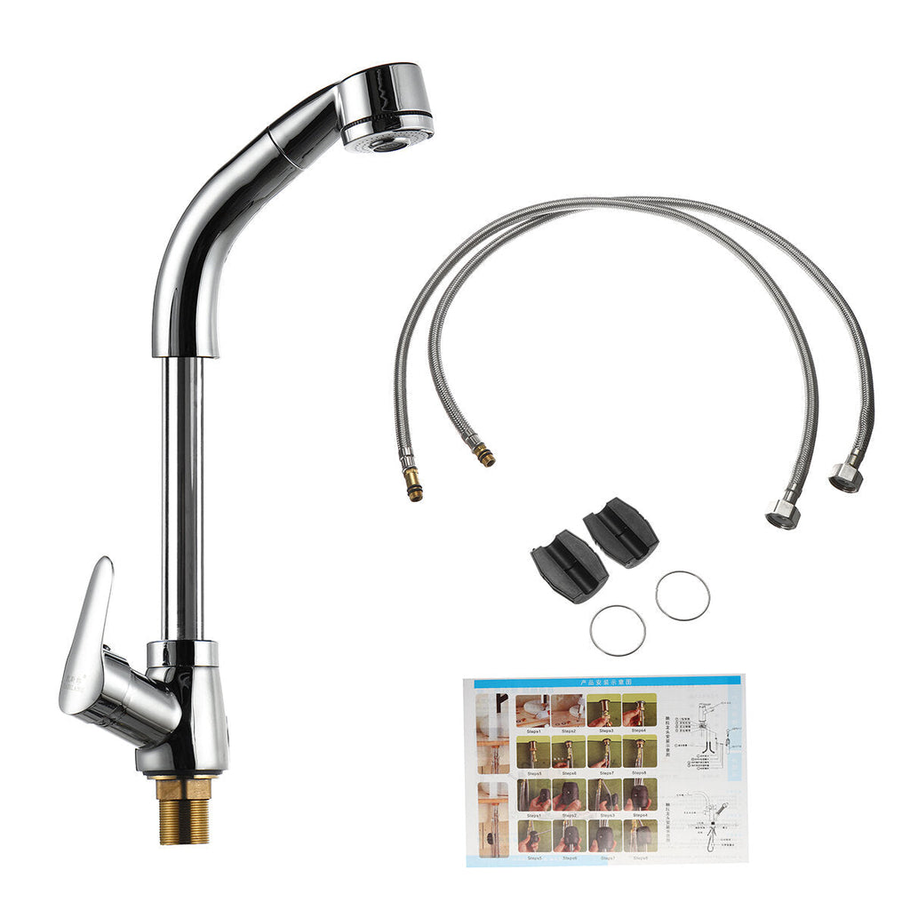 Kitchen Sink Faucet Pull Out Rotation Spray Mixer Liftable Cold And Hot Water