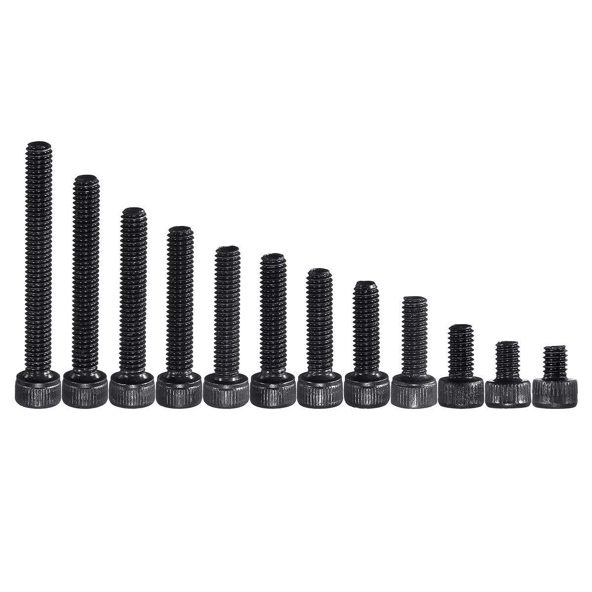 195Pcs M4 12.9 Grade Carbon Steel Hex Socket Cap Head Screw Bolts Assortment Set