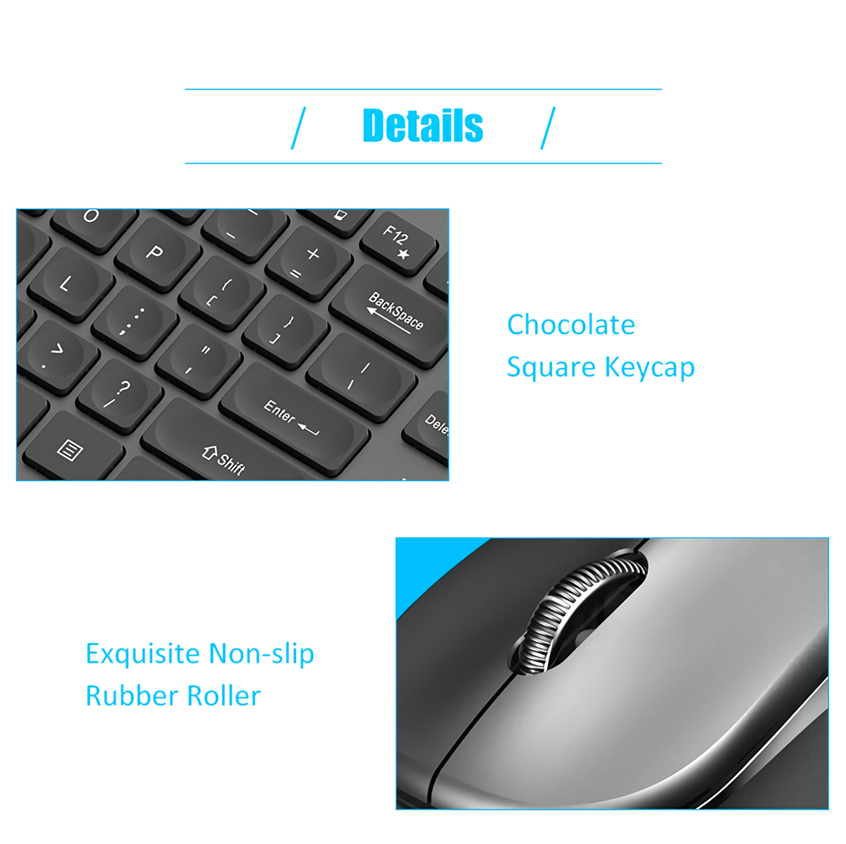 Wired Keyboard & Mouse Set 106 Keys Chocolate Square Keycap Silent Office Keyboard 1000DPI Ergonomic Mouse Kit for Mac Windows