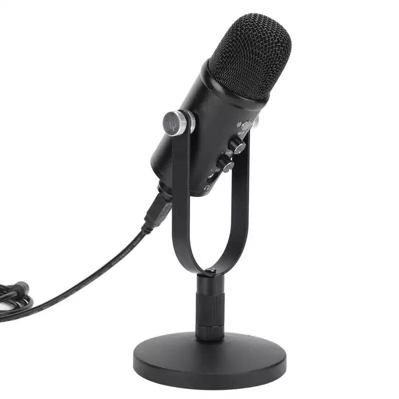 Condenser Microphone Hi-Fi DSP Noise Reduction Reverberation Adjustable Built-In Sound Card USB Wired for YouTube Broadcast Recording Gaming