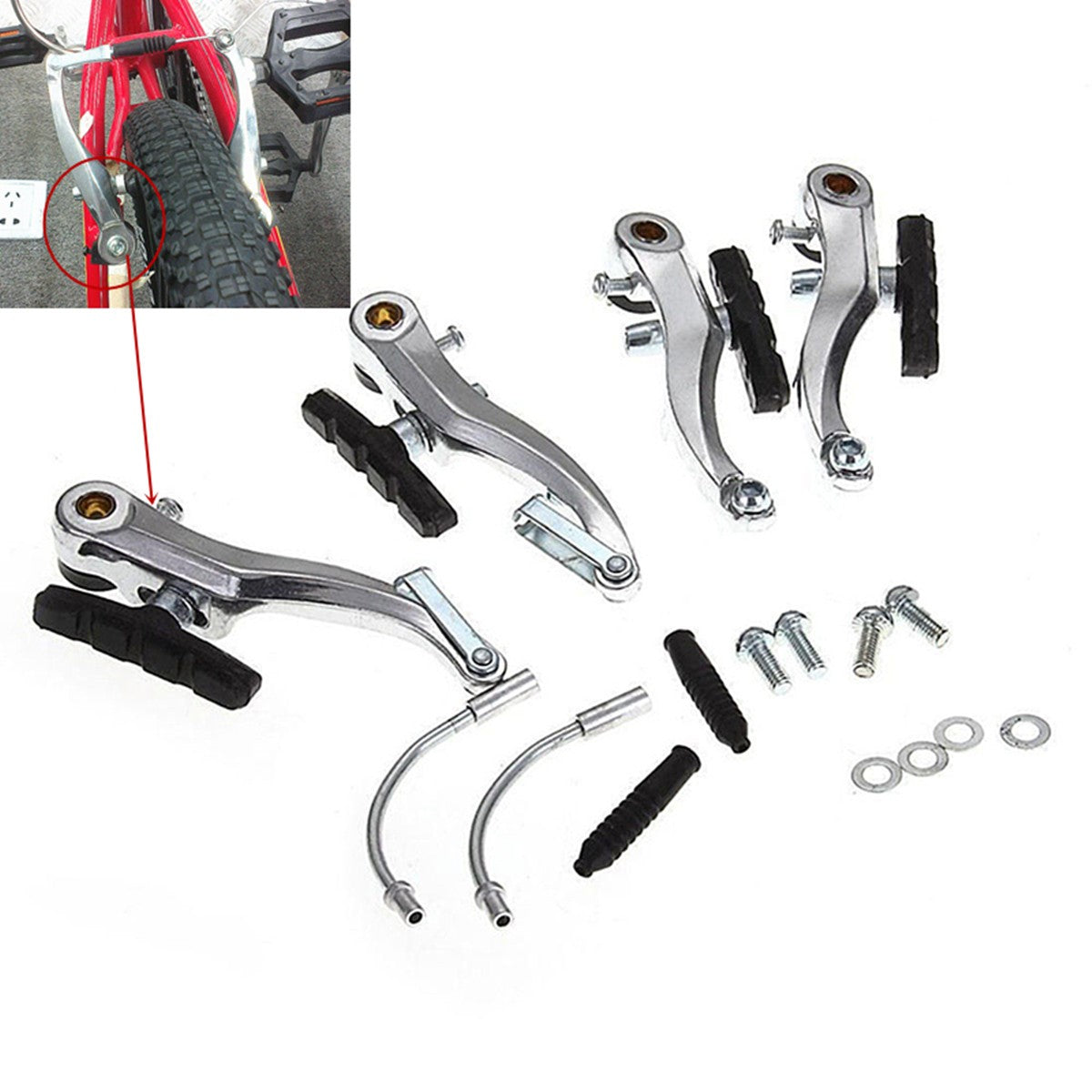 Mountain Bike Bicycle Alloy Front & Rear V Brake Levers Caliper Set Tail Brake