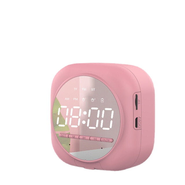 Wireless USB Bluetooth 5.0 LED Mirror Alarm Speaker TF FM Radio Home Decoran Clock