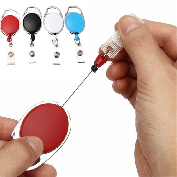 Retractable Reel Keyring Clip Carabiner Recoil Key Ring Chain ID Card Holder
