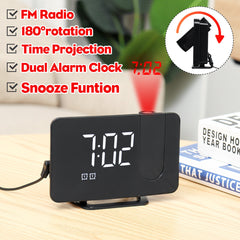 USB FM Radio Alarm Clock With Time Projection Dimmable Alarm Clock