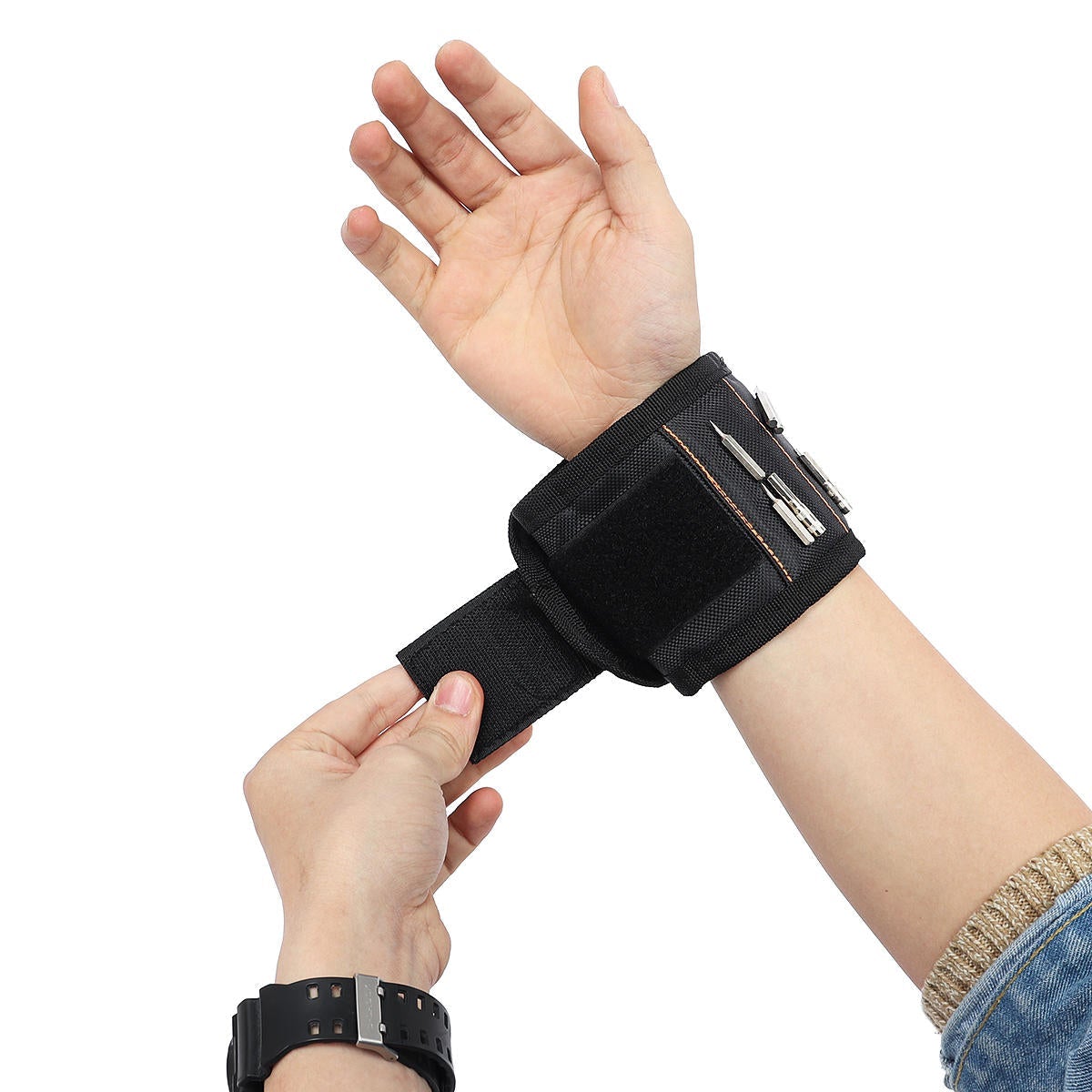 Magnetic Wristband w/ Strong Magnets Holds Screws Nails Bits Repair Hand Easy Carry Gadget
