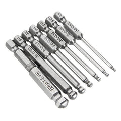 7pcs 2/2.5/3/4/5/6/8mm 65mm Magnetic Ball Screwdriver Bits 1/4 Inch Hex Shank Screwdriver Bit