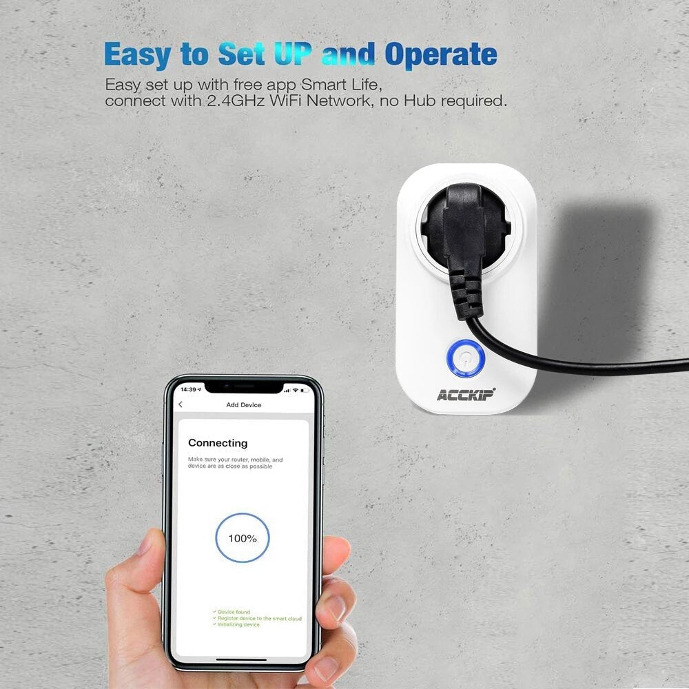 Smart WiFi Socket Wireless Remote Control Voice Control Smart Power Socket With Power Monitor