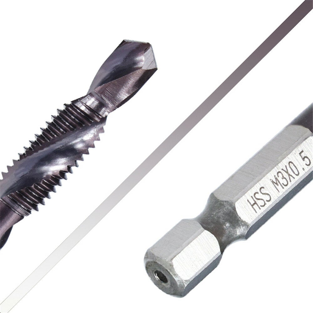 6pcs M3-M10 Combination Drill Tap Bit Set HSS Industrial TiALN Coated Deburr Countersink Drill Bits