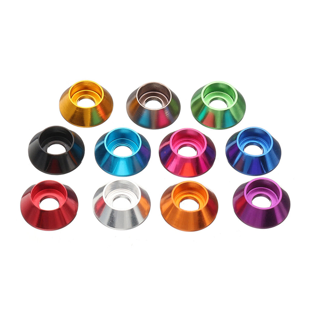 50Pcs M3 Cup Head Hex Screw Gasket Washer Nuts Aluminum Alloy Multicolor