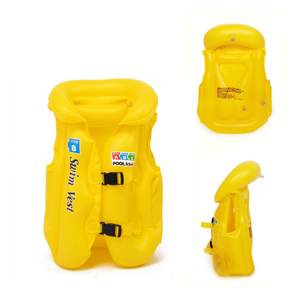Kids Float Inflatable Swim Vest Solid Color Life Jacket Swimming Aid Learning Floats