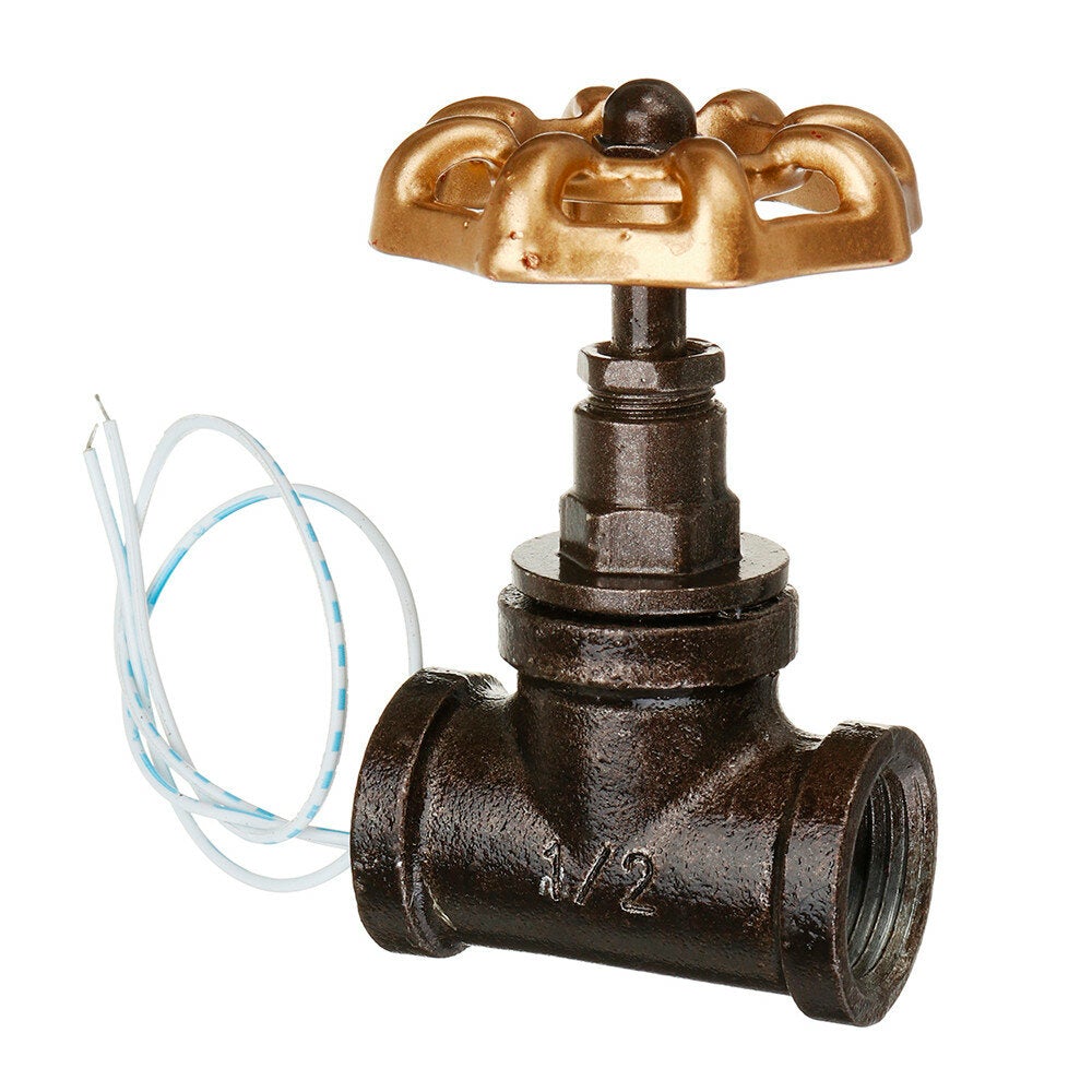 Iron Vintage Steampunk 1/2 Inch Stop Valve Light Switch with Wire