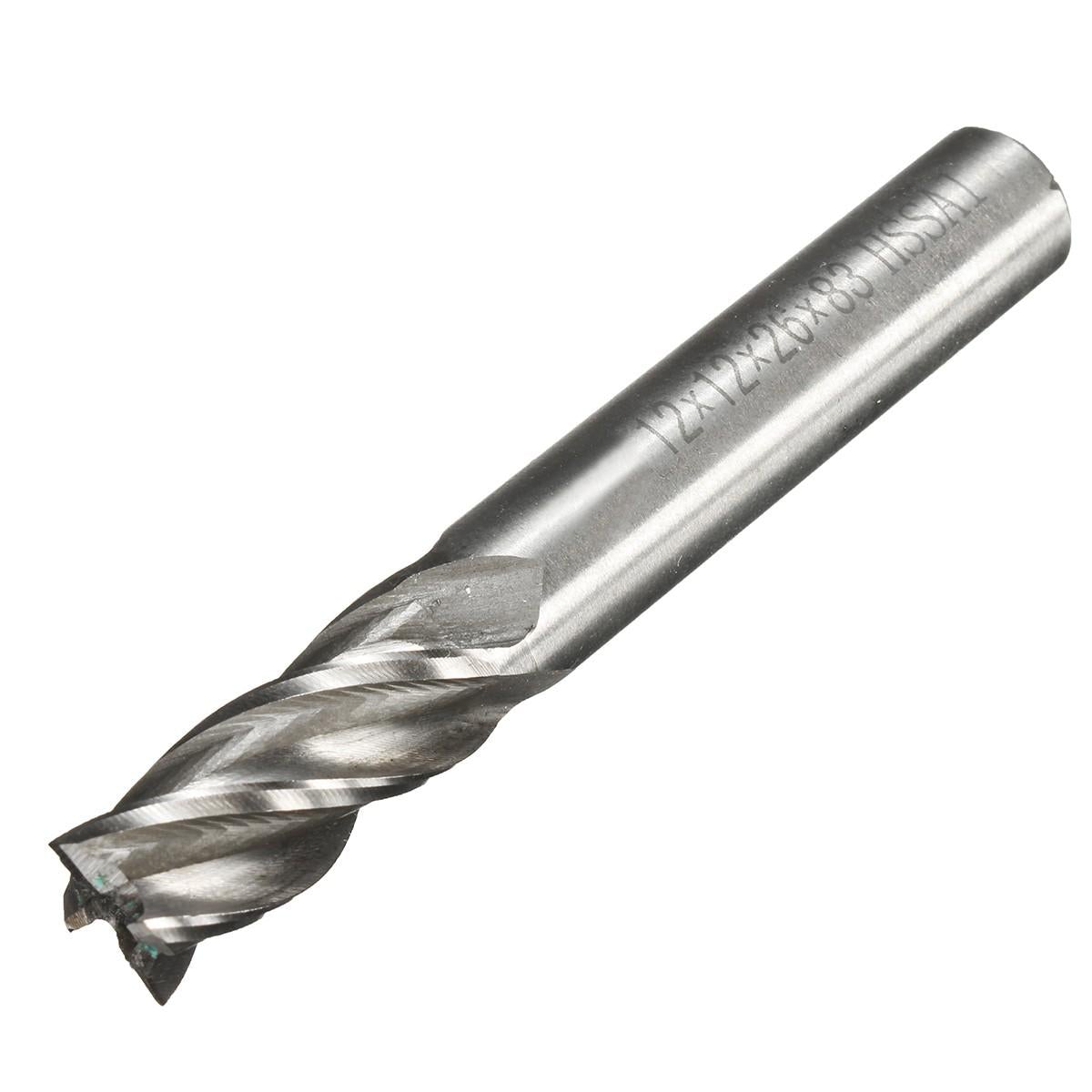 2Pcs 12mm HSS CNC Straight End Mill 4 Flute Milling End Mill Cutter Drill Bit Tool