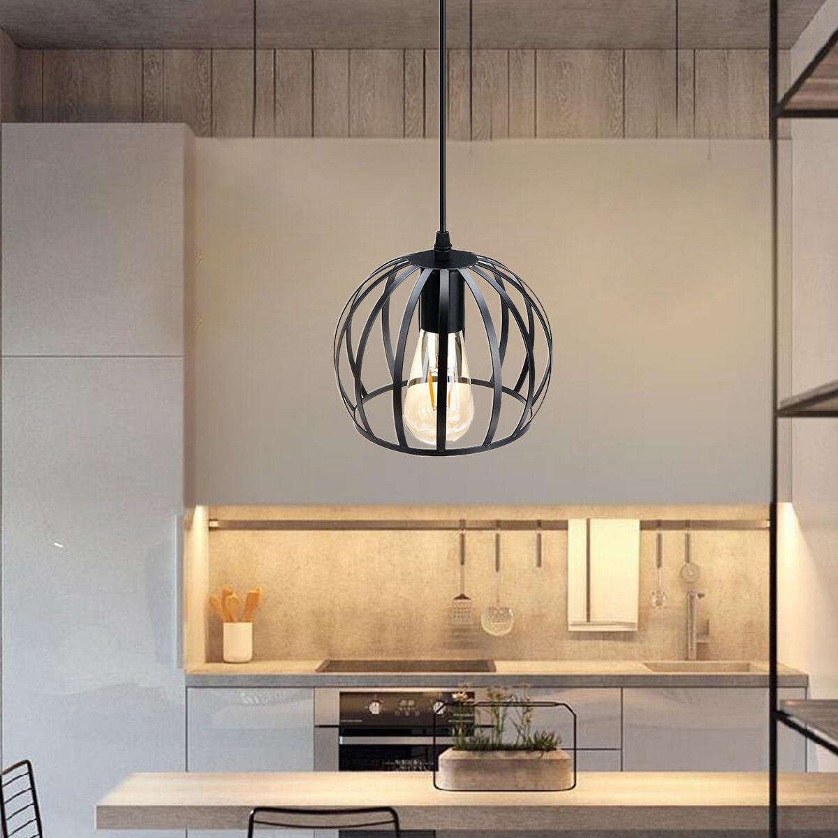 O Shape Pendant Lampholder Industrial Iron Retro Ceiling Hanging Lamp Dining Room Restaurant