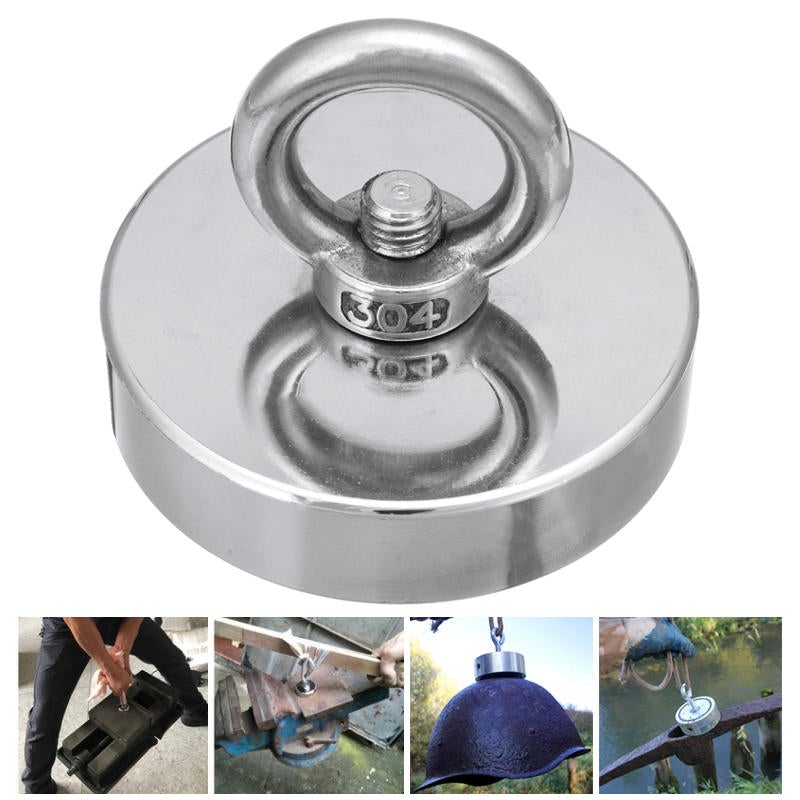 D80mm Neodymium Magnet 400KG Salvage Recovery Fishing Magnet for Detecting Metal Treasure