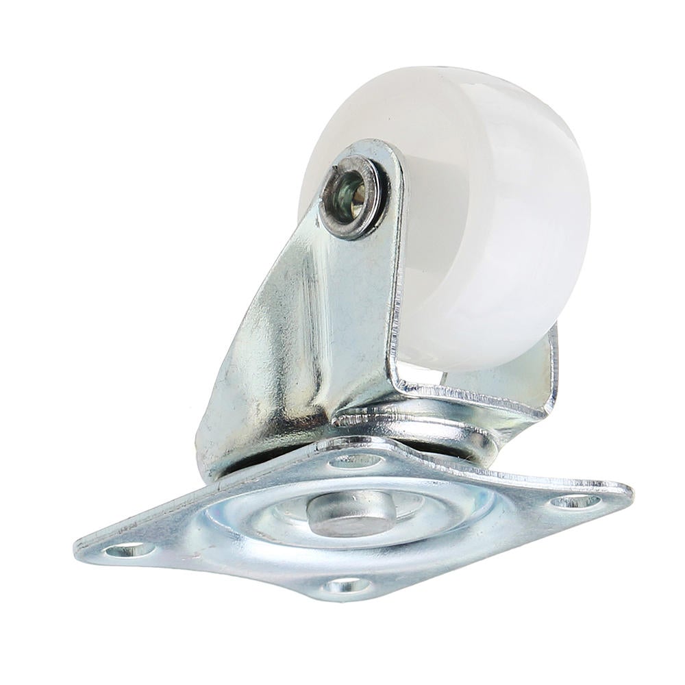 4pcs 1 Inch White PP Plastic Furniture Foot Wheel Flat Moving Universal Wheels