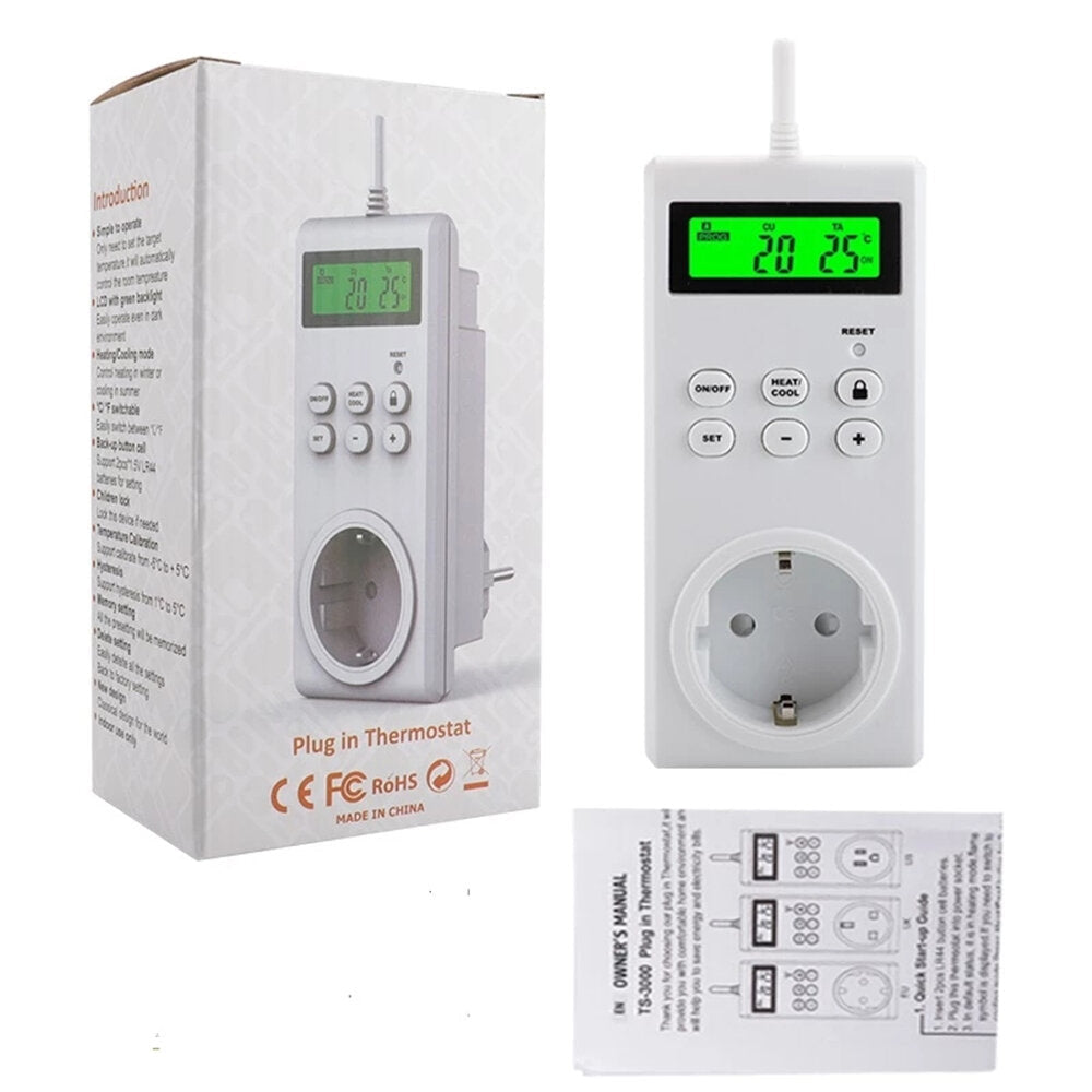 Wireless Temperature Controller Temperature Adjustable Backlit LED Display Switch Timer Socket Thermostat