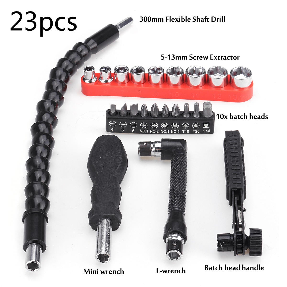 21/23/27pcs Drill Bits Set Batch Heads Flexible Shaft Drill Tools Kit