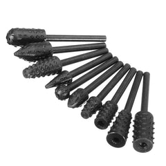 10Pcs 3mm Shank Rotary File Drill Bits Cutter Rasp Set Woodworking Tool
