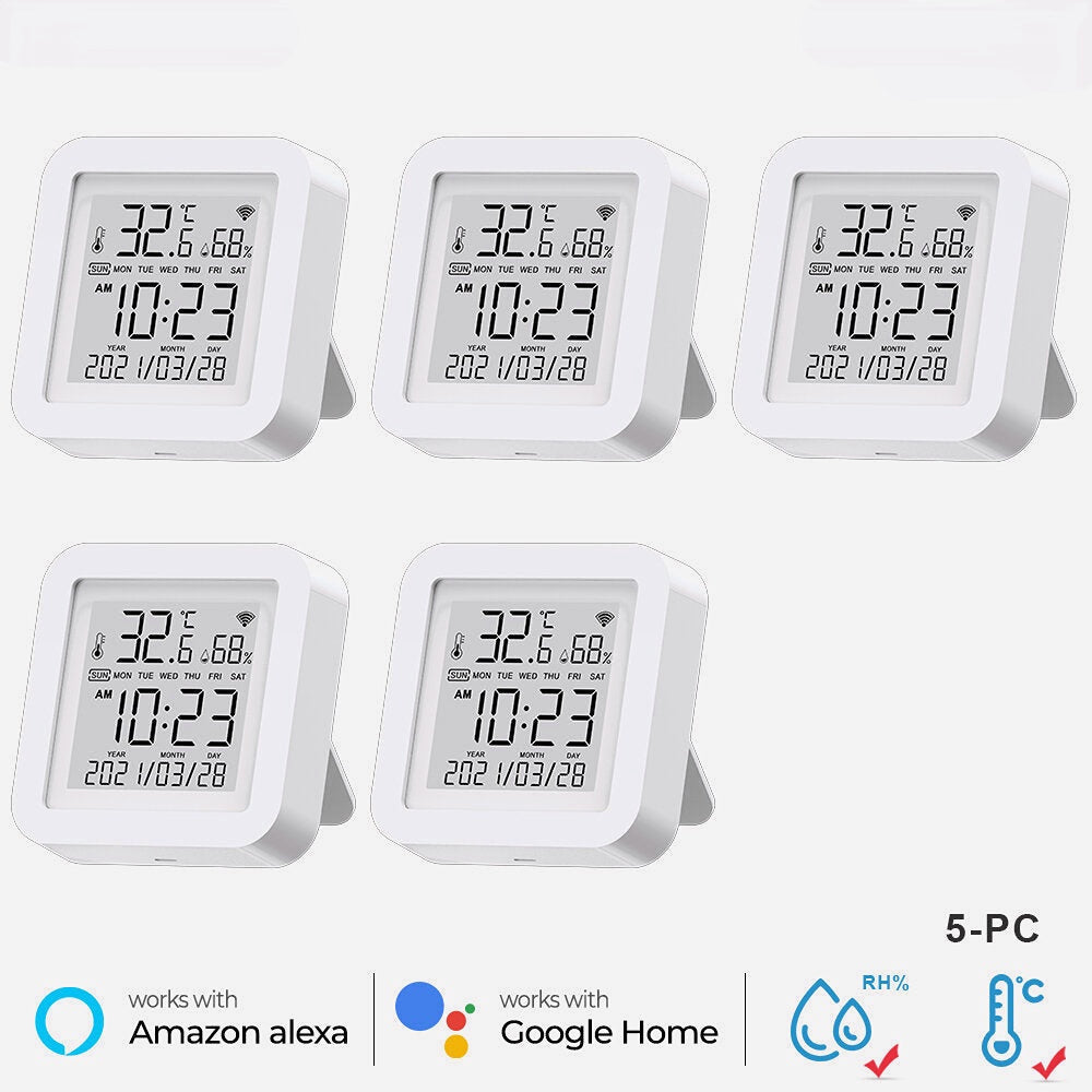 WIFI Wireless Temperature And Humidity Sensor Indoor Smart Digital Display Electronic Thermometer Works With Alexa And Google Home