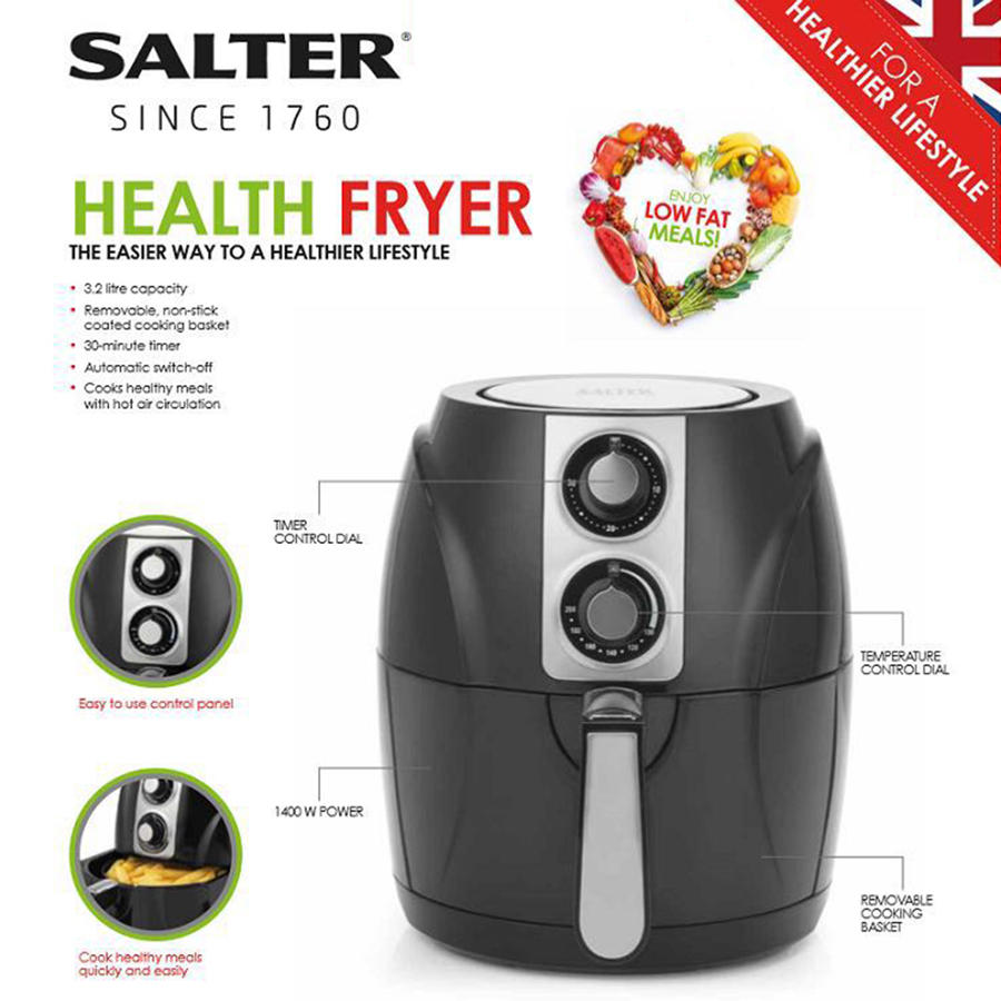 Air Fryer Household Circulation Fume Free Non-stick Frying Pan Intelligent Mobile-UK-Black
