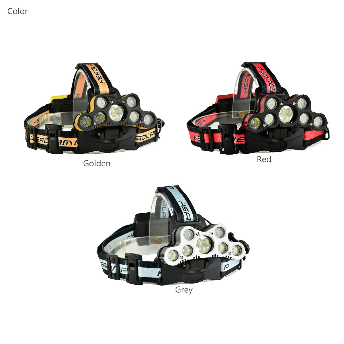 2501-B 6-Modes 7xT6+2xQ5 LED Outdoor Head Torch Waterproof Ultra Bright Headlamp With SOS Whistle