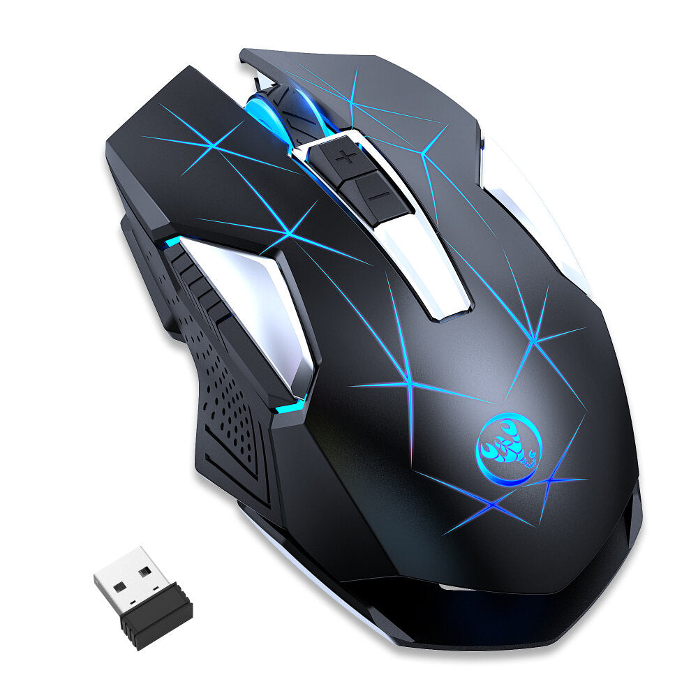 2.4G Wireless Gaming Mouse 7 Buttons Adjustable 1000-2400DPI LED Breathing Light Rechargeable Mouse