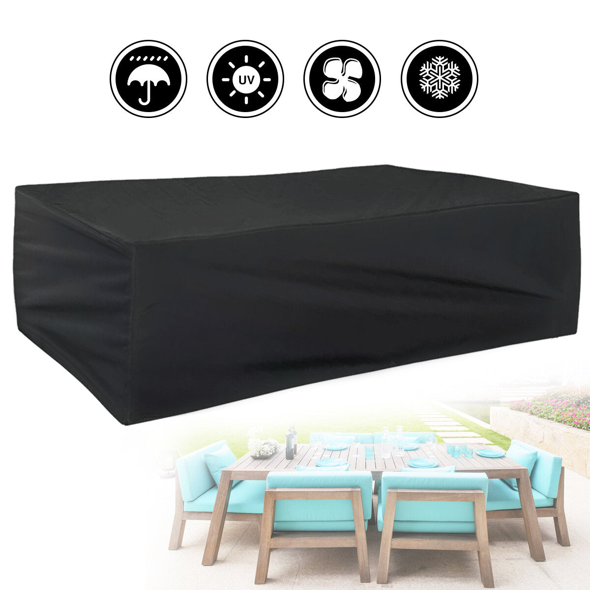 420D Patio Furniture Cover Waterproof Wind-Proof Anti-UV Table Chair Protective Cover Outdoor Patio Garden