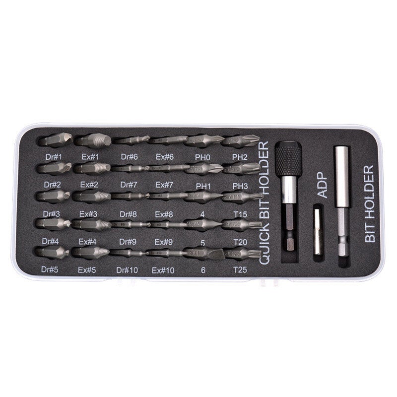 33pcs Damaged Screw Extractor Set with Screwdriver Bits for Broken Screw HSS Broken Bolt Extractor Screw Remover Kits