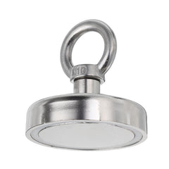 75x80mm 165kg Neodymium Recovery Magnet Metal Detector Eyebolt Circular Ring