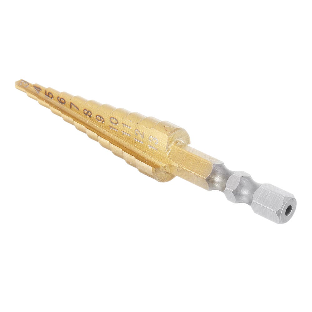 3-13mm Titanuim Coated HSS Steel Step Drill Bit with Automatic Center Pin Punch