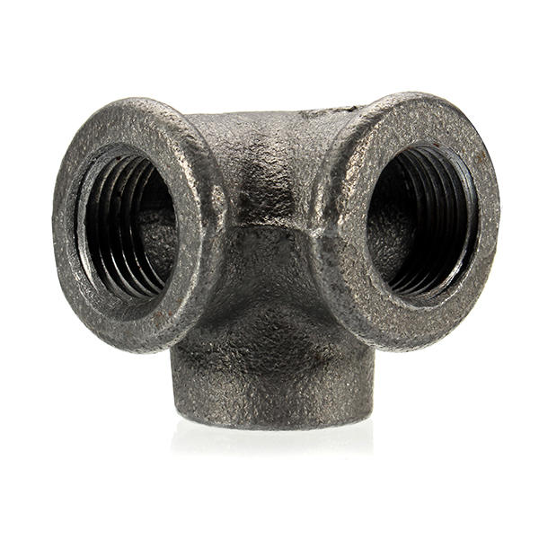 1/2" 3/4" 1" 3 Way Pipe Fittings Malleable Iron Black Elbow Tee Female Connector 5-Pack