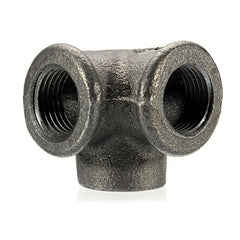 1/2" 3/4" 1" 3 Way Pipe Fittings Malleable Iron Black Elbow Tee Female Connector 5-Pack