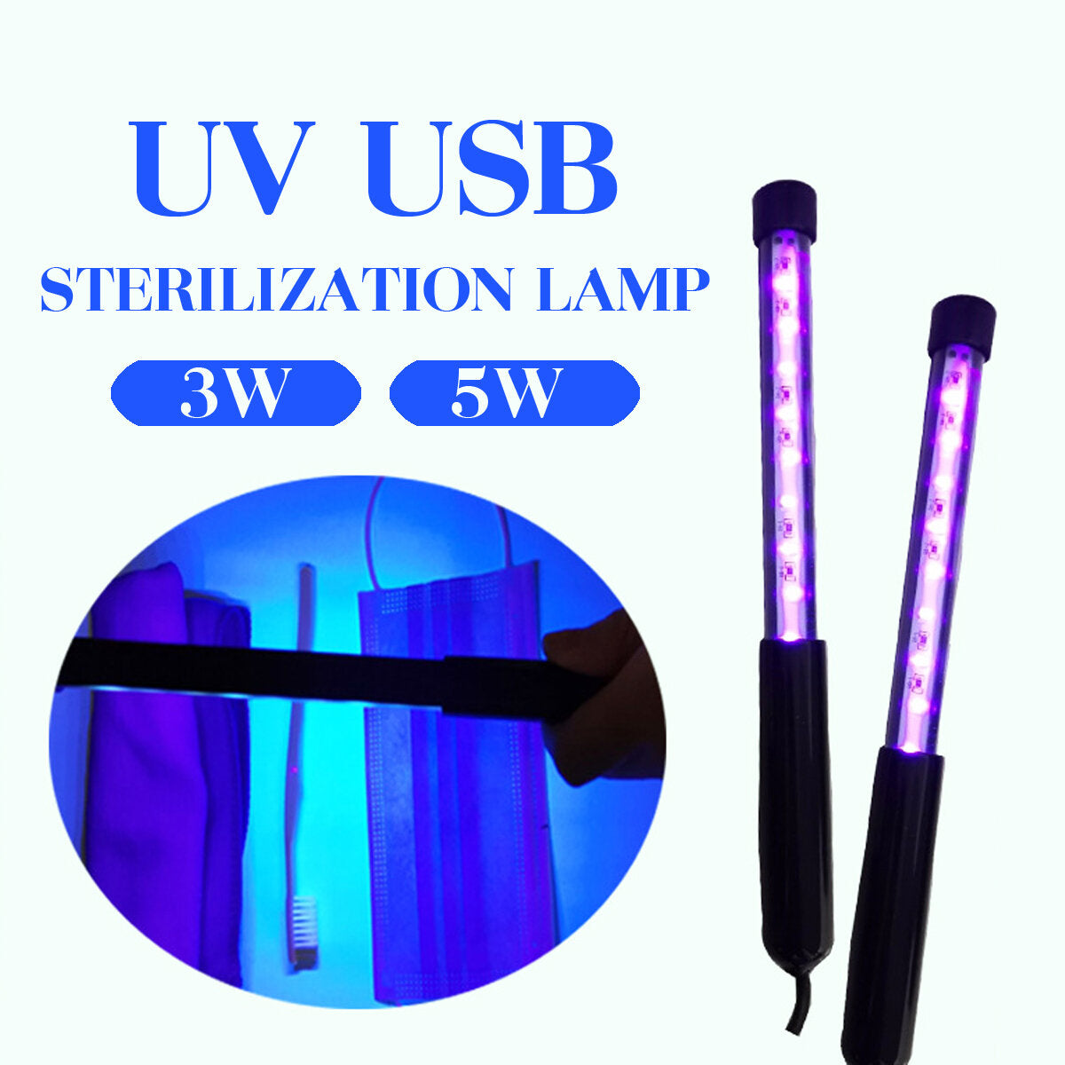 3W 5W USB LED UV Lamp Ultraviolet Germicidal Disinfection Sterilizing Light Tube