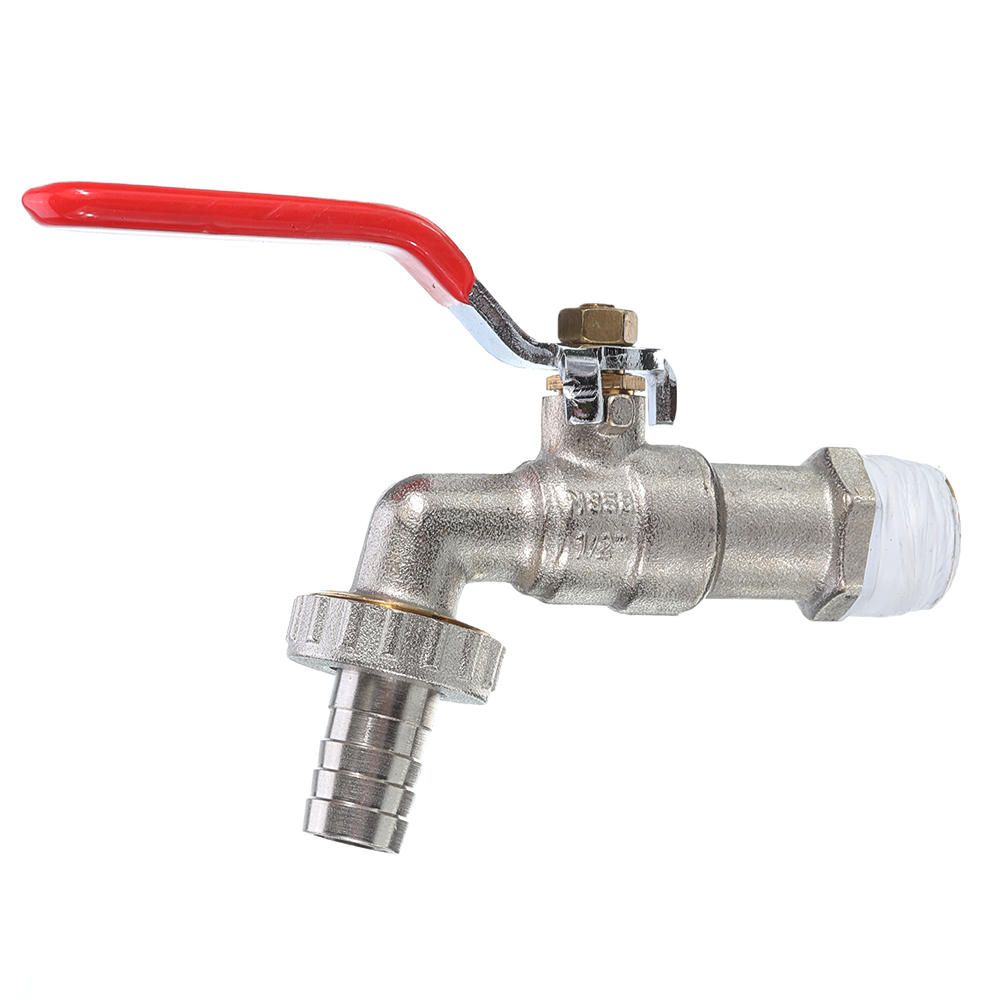S100x8 Brass Tank Adapter Double Tap Coarse Thread Outlet Replacement Drain to 1/2'' Hose Barb Coupler Valve Fitting Parts Connector for Garden