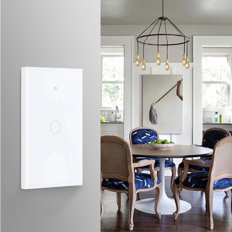 Smart Home Wall Touch Switch 1/2/3 Gang US Type Neutral Line Tempered Glass APP Remote Controller Work with Amazon Alexa 10A RF433+WIFI