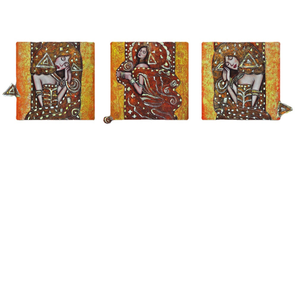 50x50cm 3Pcs Combination DIY Frameless Painting PAG Abstract Characters Figure Paintings Figure Picture Wall