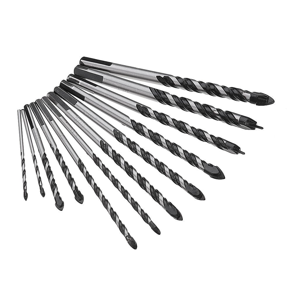 10pcs 1/8-1/2 Inch Diameter Marble Twist Drill Bit Set Ceramic Glass Tile Twist Drill