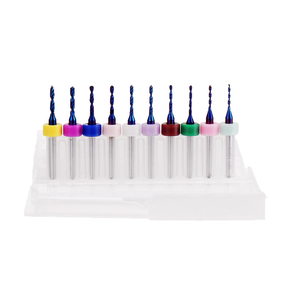 10pcs Upgrade 0.1-2mm Blue NACO Coating PCBCNC Drill Bit for Circuit Boards PCB Drill Bit