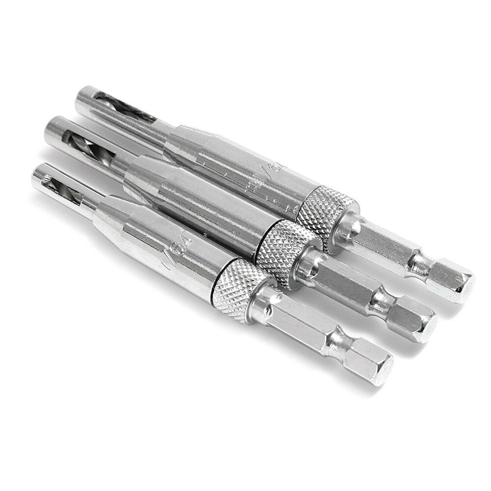 3pcs HSS Self Centering Hinge Drill Bit Holes Wood Working Reaming Tool Countersink
