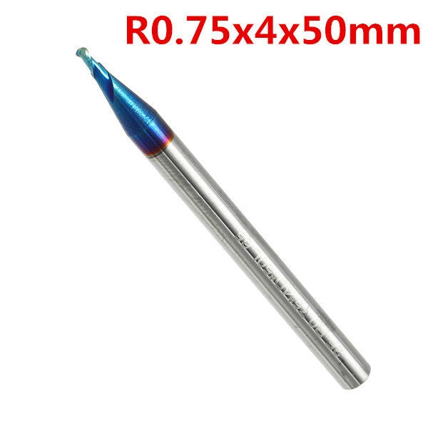 R0.5-R3 2 Flutes Tungsten Carbide End Mill HRC65 NACO Coated Ball Nose Cutter