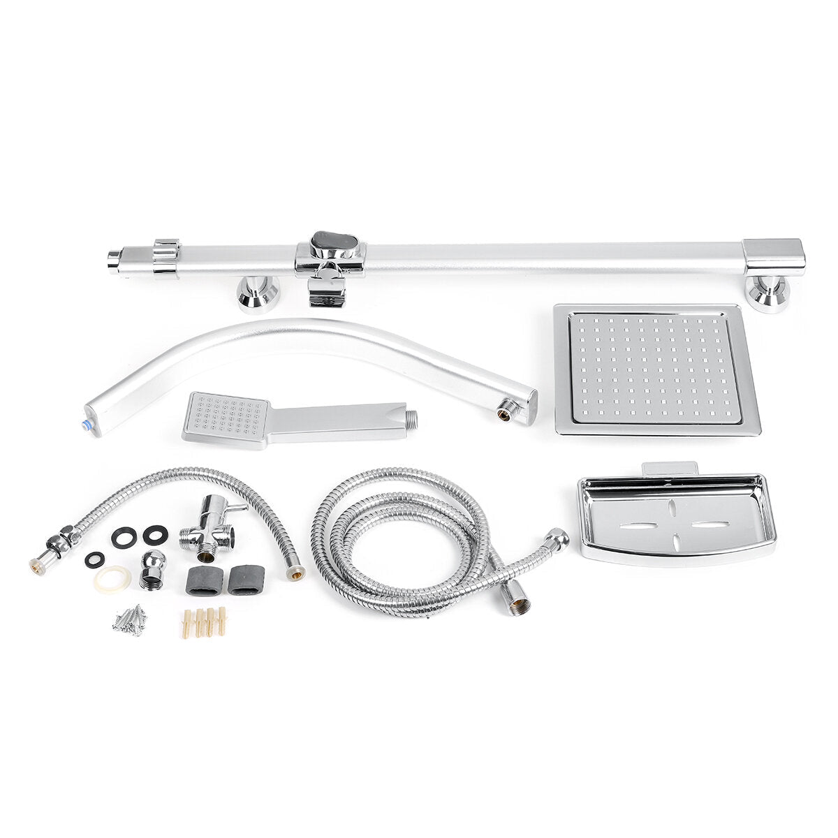 Shower Faucet System Rain Set With Hand Soap Holder Chrome