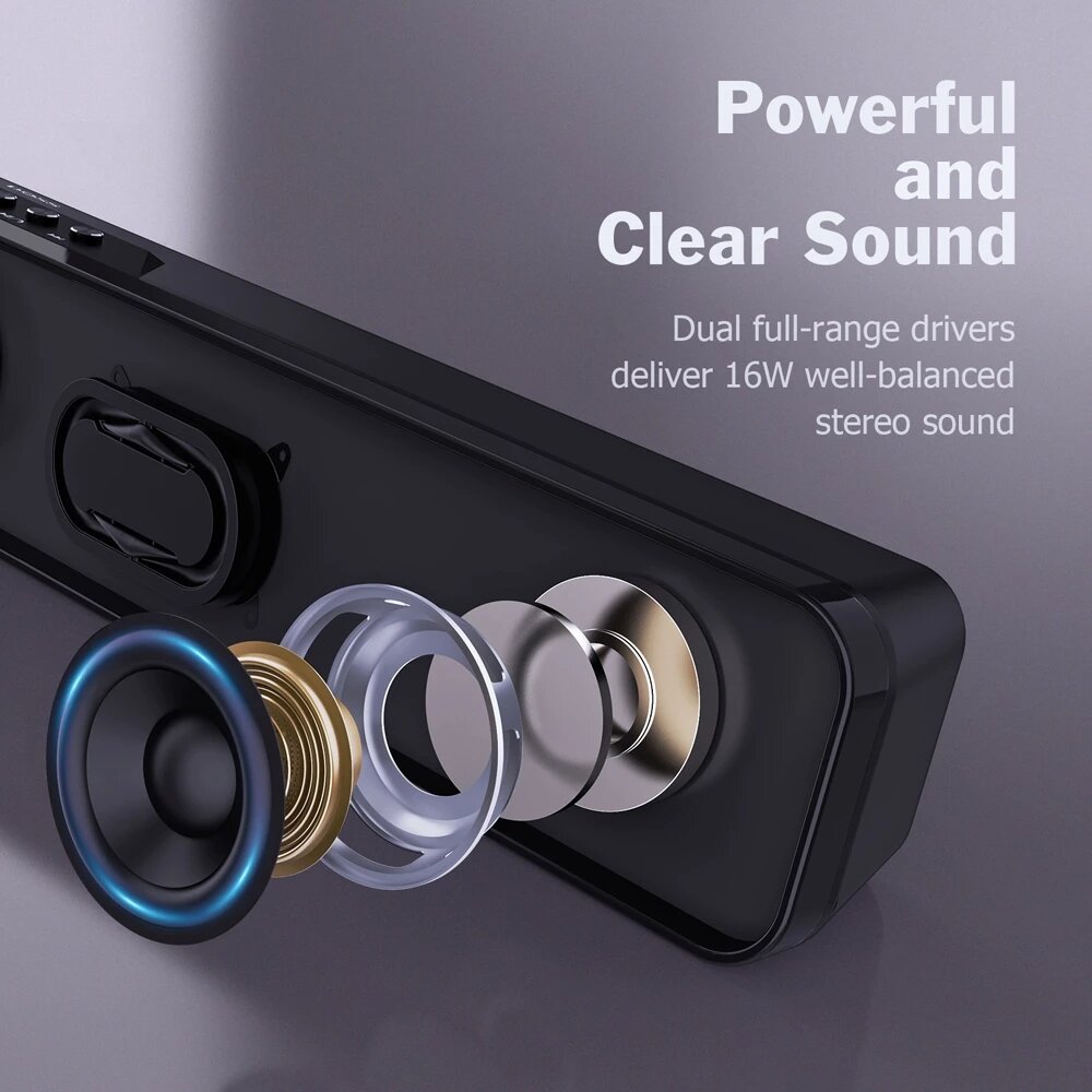 Mini Sound Bar Wireless Bluetooth 5.0 Computer Speaker Subwoofer Stereo 8W x2 Soundbar Powerful and Clear Loudspeaker Speakers