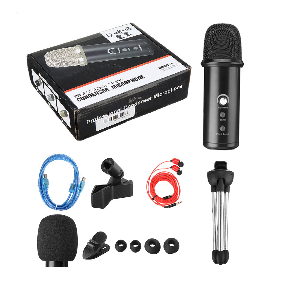 USB Condenser Microphone with 4 Voice Changes and Echos Changes