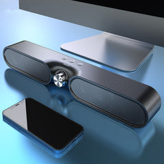 Dual Horns Bluetooth 5.0 Hi-Fi Bass Stereo Surround Wireless Handsfree Speaker Soundbar with Mic