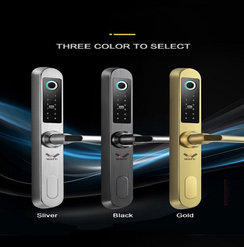 Fingerprint Smart Lock Stainless Steel Fingerprint Password Card Key Unlock Door Lock for Wooden Glass Aluminum Alloy Door